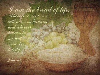 John 6:35 I am the Bread of Life (Grapes) by Inspire Me art print