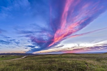 Colorful sunset at the Reesor Ranch on the Alberta-Saskatchewan border by Alan Dyer/Stocktrek Images art print