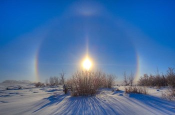 High dynamic range photo of sundogs and a solar halo around the Sun by Alan Dyer/Stocktrek Images art print