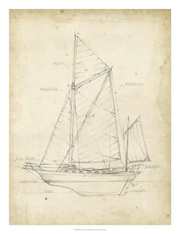 Sailboat Blueprint V by Ethan Harper art print