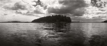Island in the Pacific Ocean against cloudy sky, San Juan Islands, Washington State by Panoramic Images art print