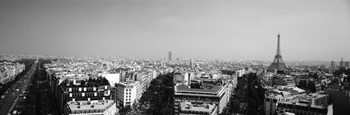 High angle view of a cityscape, Paris, France BW by Panoramic Images art print