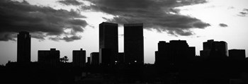 Silhouette of skyscrapers in a city, Century City, City Of Los Angeles, California by Panoramic Images art print