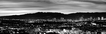 High angle view of a city at dusk, Culver City, Santa Monica Mountains, California by Panoramic Images art print