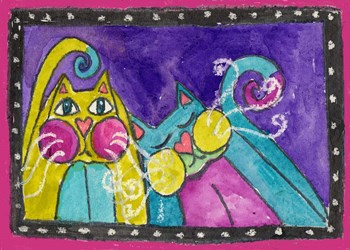 A Couple Of Funky Cats by Wyanne art print