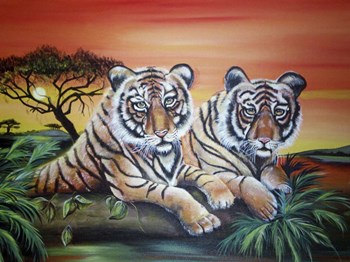 Tigers by Sue Clyne art print
