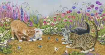 Kittens And Butterflies by Janet Pidoux art print
