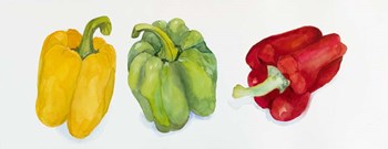 Yellow, Green, and Red Peppers by Joanne Porter art print