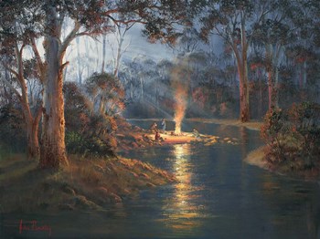 Megalong Creek Moonrise by John Bradley art print