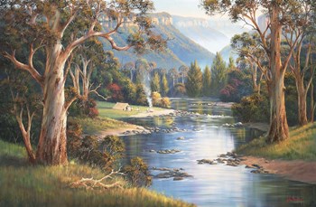 Megalong Valley Campers by John Bradley art print