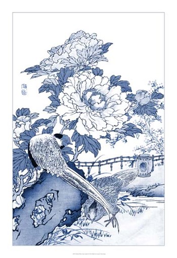 Blue &amp; White Asian Garden II by Vision Studio art print