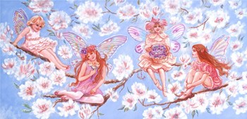 Four Fairies On A Branch by Judy Mastrangelo art print