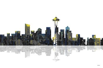 Seattle Washington Skyline BW 1 by Marlene Watson art print