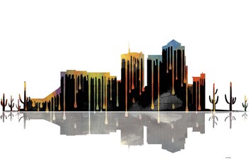 Tucson Arizona Skyline BW 1 by Marlene Watson art print