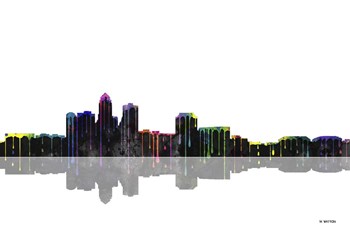 Des Moines Iowa Skyline BW 1 by Marlene Watson art print