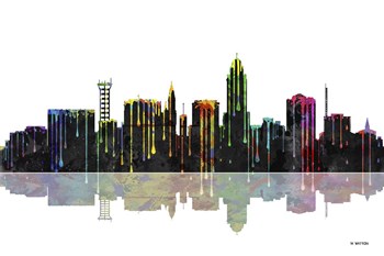 Lincoln Nebraska Skyline BW 1 by Marlene Watson art print