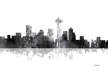 Seattle Washington Skyline BG 1 by Marlene Watson art print