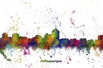 Albuquerque New Mexico Skyline Multi Colored 1 by Marlene Watson art print