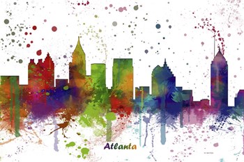Atlanta Georgia skyline Multi Colored 1 by Marlene Watson art print