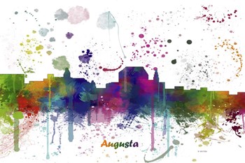 Augusta Maine Skyline Multi Colored 1 by Marlene Watson art print
