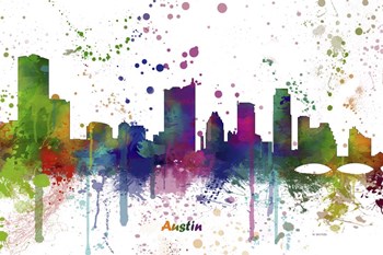 Austin Texas Skyline Multi Colored 1 by Marlene Watson art print
