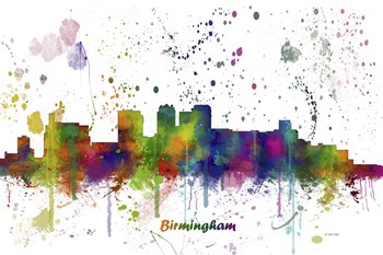 Birmingham Alabama Skyline Multi Colored 1 by Marlene Watson art print