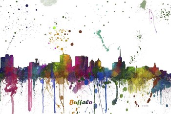 Buffalo New York Skyline Multi Colored 1 by Marlene Watson art print