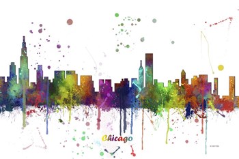 Chicago Illinois Skyline Multi Colored 1 by Marlene Watson art print