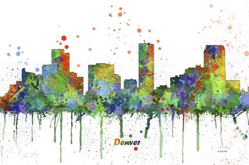 Denver Colorado Skyline Multi Colored 1 by Marlene Watson art print