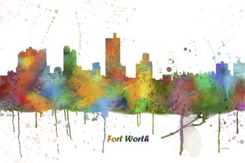 Fort Worth Texas Skyline Multi Colored 1 by Marlene Watson art print