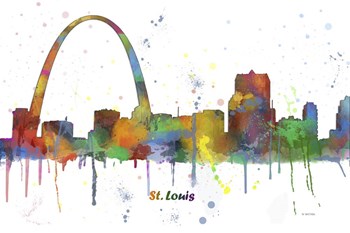 Gateway Arch St Loius Missouri Skyline Multi Colored 1 by Marlene Watson art print