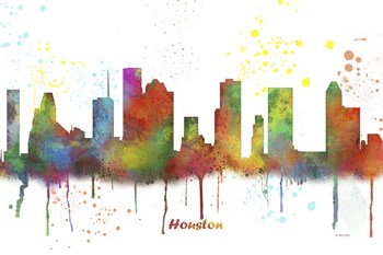 Houston Texas Skyline Multi Colored 1 by Marlene Watson art print
