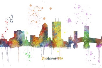 Jacksonville Florida Skyline Multi Colored 1 by Marlene Watson art print