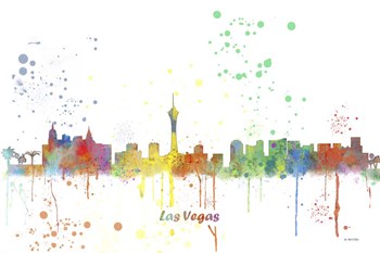 Las Vegas Nevada Skyline Multi Colored 1 by Marlene Watson art print