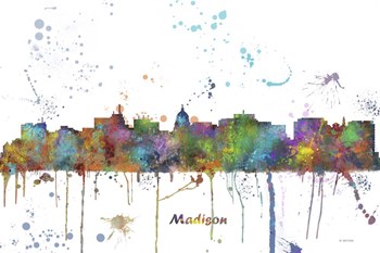 Madison Wisconsin Skyline Multi Colored 1 by Marlene Watson art print