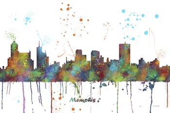Memphis Tennessee Skyline Multi Colored 1 by Marlene Watson art print