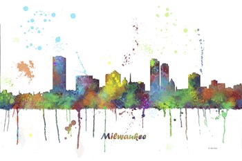 Milwaukee Wisconsin Skyline Multi Colored 1 by Marlene Watson art print