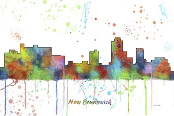 New Brunswick New Jersey Skyline Multi Colored 1 by Marlene Watson art print