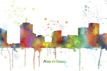 New Orleans Louisiana Skyline Multi Colored 1 by Marlene Watson art print
