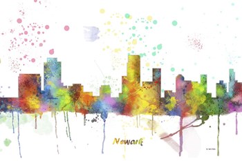 Newark New Jersey Skyline Multi Colored 1 by Marlene Watson art print