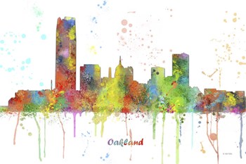 Oklahoma City Oklahoma Skyline Multi Colored 1 by Marlene Watson art print