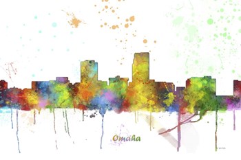 Omaha Nebraska Skyline Multi Colored 1 by Marlene Watson art print