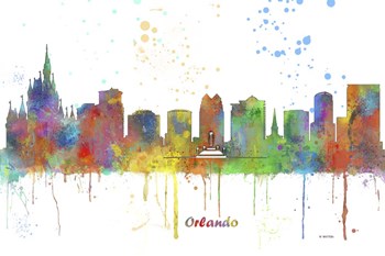 Orlando Florida Skyline Multi Colored 1 by Marlene Watson art print