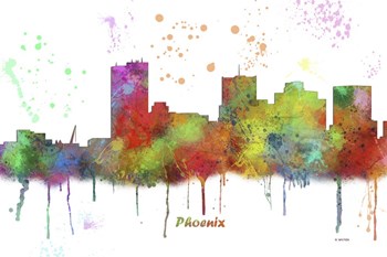 Phoenix Arizona Skyline Multi Colored 1 by Marlene Watson art print