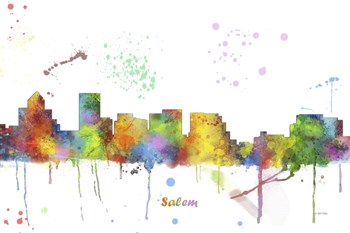 Salem Oregon Skyline Multi Colored 1 by Marlene Watson art print
