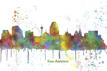 San Antonio Texas Skyline Multi Colored 1 by Marlene Watson art print
