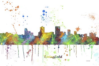 Springfield Illinois Skyline Multi Colored 1 by Marlene Watson art print