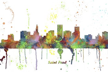 St Paul Minnesota Skyline Multi Colored 1 by Marlene Watson art print