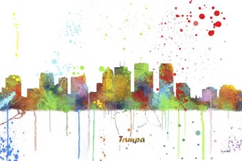 Tampa Florida Skyline Multi Colored 1 by Marlene Watson art print