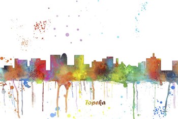 Topeka Kansas Skyline Multi Colored 1 by Marlene Watson art print